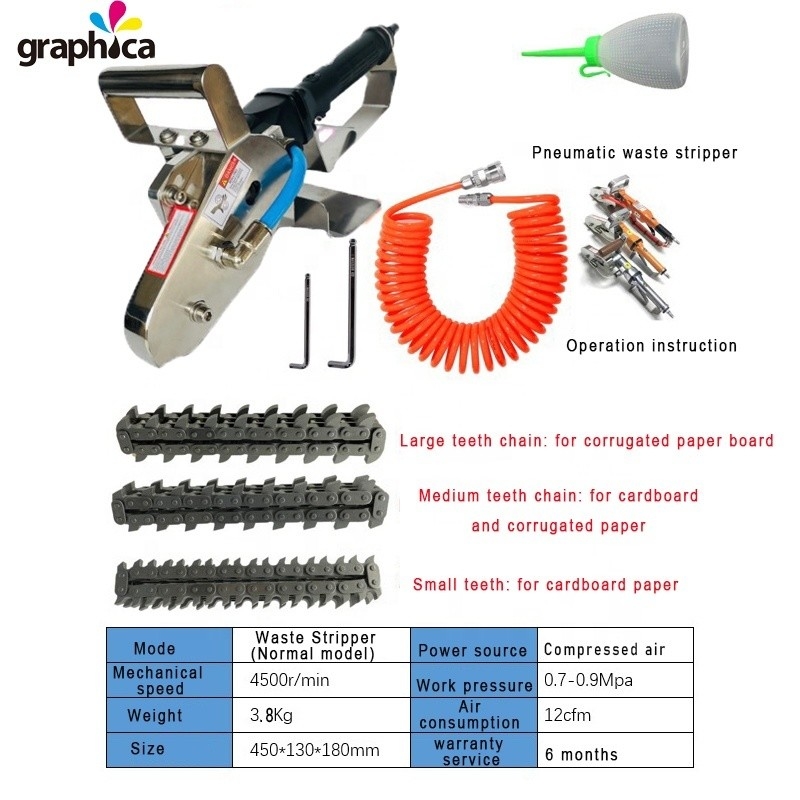 Máquina de descascar de papel de cartão corrugado manual com material de garra de cadeia